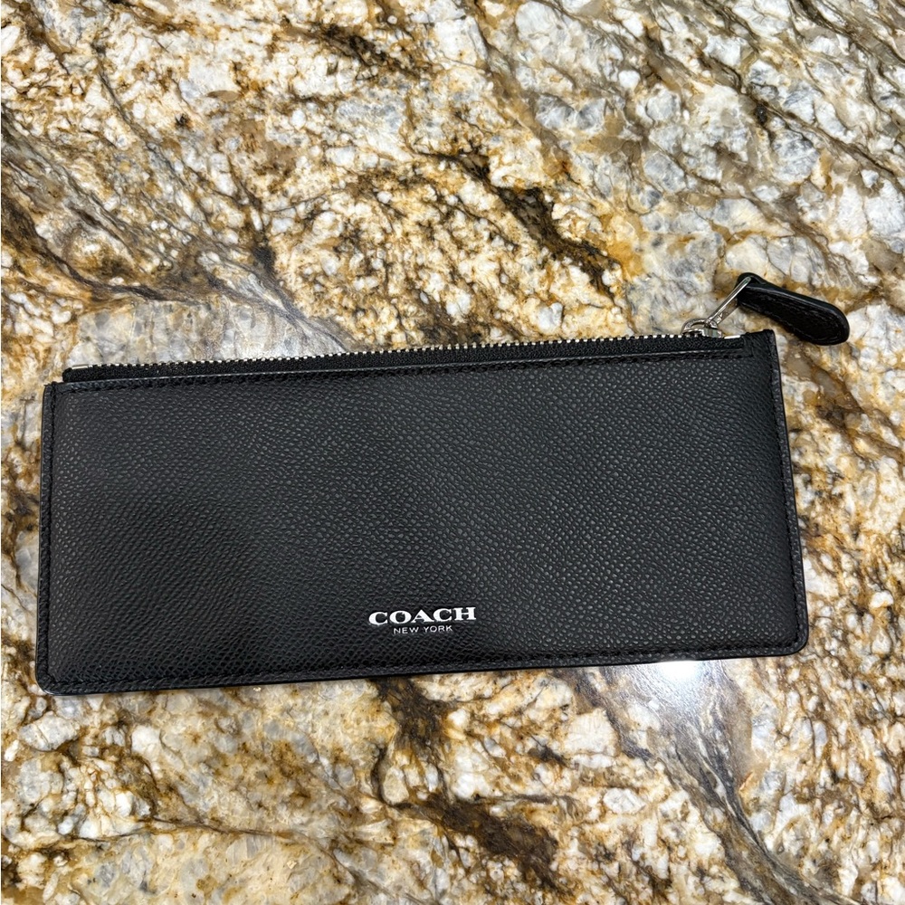 Coach Black Textured Leather Pouch